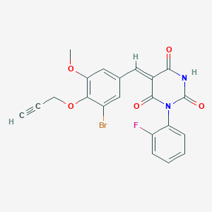 molecular formula C21H14BrFN2O5 B4924019 5-[3-bromo-5-methoxy-4-(2-propyn-1-yloxy)benzylidene]-1-(2-fluorophenyl)-2,4,6(1H,3H,5H)-pyrimidinetrione 