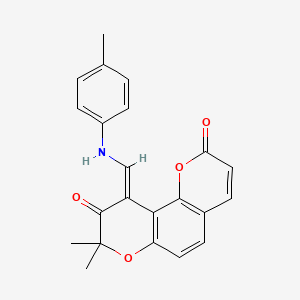 molecular formula C22H19NO4 B4924033 8,8-dimethyl-10-{[(4-methylphenyl)amino]methylene}-2H,8H-pyrano[2,3-f]chromene-2,9(10H)-dione 