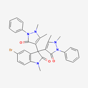 molecular formula C31H28BrN5O3 B4924042 5-bromo-3,3-bis(1,5-dimethyl-3-oxo-2-phenyl-2,3-dihydro-1H-pyrazol-4-yl)-1-methyl-1,3-dihydro-2H-indol-2-one 