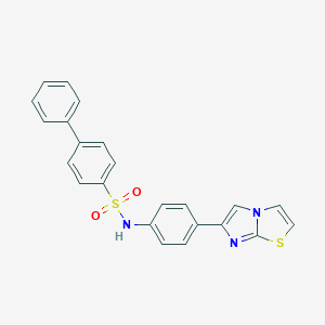molecular formula C23H17N3O2S2 B492406 N-(4-(imidazo[2,1-b]thiazol-6-yl)phenyl)-[1,1'-biphenyl]-4-sulfonamide 