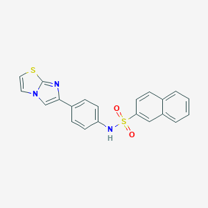 molecular formula C21H15N3O2S2 B492407 N-(4-(imidazo[2,1-b]thiazol-6-yl)phenyl)naphthalene-2-sulfonamide 