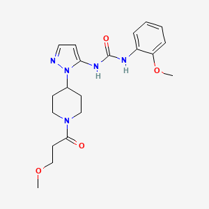 molecular formula C20H27N5O4 B4924090 N-(2-methoxyphenyl)-N'-{1-[1-(3-methoxypropanoyl)-4-piperidinyl]-1H-pyrazol-5-yl}urea 