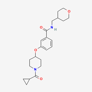molecular formula C22H30N2O4 B4924102 3-{[1-(cyclopropylcarbonyl)-4-piperidinyl]oxy}-N-(tetrahydro-2H-pyran-4-ylmethyl)benzamide 