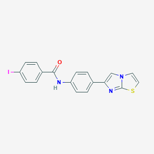 molecular formula C18H12IN3OS B492415 N-(4-imidazo[2,1-b][1,3]thiazol-6-ylphenyl)-4-iodobenzamide 