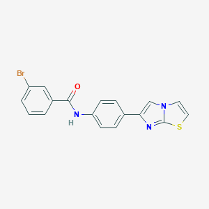 molecular formula C18H12BrN3OS B492418 3-bromo-N-(4-imidazo[2,1-b][1,3]thiazol-6-ylphenyl)benzamide 