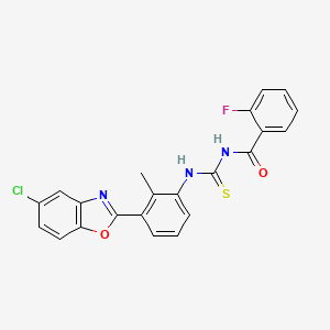 molecular formula C22H15ClFN3O2S B4924210 N-({[3-(5-chloro-1,3-benzoxazol-2-yl)-2-methylphenyl]amino}carbonothioyl)-2-fluorobenzamide 