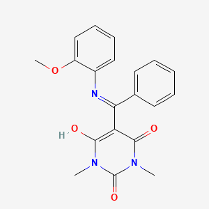 molecular formula C20H19N3O4 B4924223 5-[[(2-methoxyphenyl)amino](phenyl)methylene]-1,3-dimethyl-2,4,6(1H,3H,5H)-pyrimidinetrione 