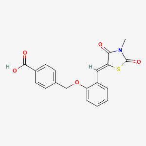 4-({2-[(3-methyl-2,4-dioxo-1,3-thiazolidin-5-ylidene)methyl]phenoxy}methyl)benzoic acid