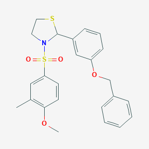 2-(3-(Benzyloxy)phenyl)-3-((4-methoxy-3-methylphenyl)sulfonyl)thiazolidine