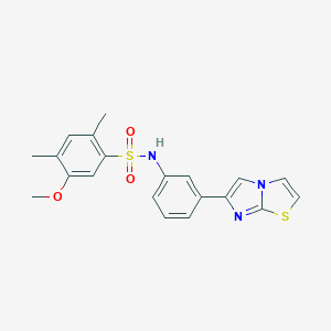 molecular formula C20H19N3O3S2 B492437 N-(3-imidazo[2,1-b][1,3]thiazol-6-ylphenyl)-5-methoxy-2,4-dimethylbenzenesulfonamide 