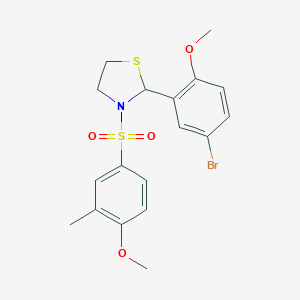 2-(5-Bromo-2-methoxyphenyl)-3-[(4-methoxy-3-methylphenyl)sulfonyl]-1,3-thiazolidine