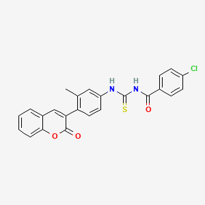 4-chloro-N-({[3-methyl-4-(2-oxo-2H-chromen-3-yl)phenyl]amino}carbonothioyl)benzamide