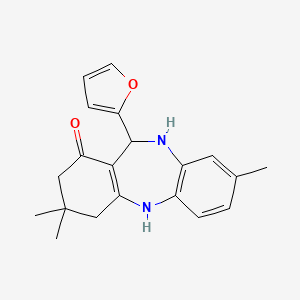 molecular formula C20H22N2O2 B4924445 11-(2-furyl)-3,3,8-trimethyl-2,3,4,5,10,11-hexahydro-1H-dibenzo[b,e][1,4]diazepin-1-one 