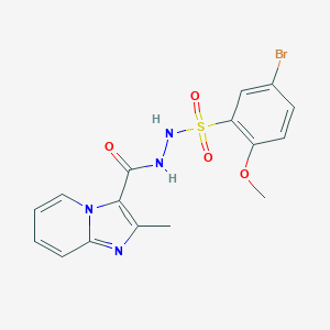molecular formula C16H15BrN4O4S B492445 5-bromo-2-methoxy-N'-[(2-methylimidazo[1,2-a]pyridin-3-yl)carbonyl]benzenesulfonohydrazide 