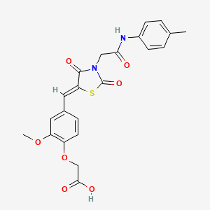 molecular formula C22H20N2O7S B4924469 {2-methoxy-4-[(3-{2-[(4-methylphenyl)amino]-2-oxoethyl}-2,4-dioxo-1,3-thiazolidin-5-ylidene)methyl]phenoxy}acetic acid 