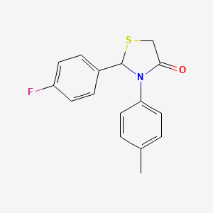 molecular formula C16H14FNOS B4924479 2-(4-fluorophenyl)-3-(4-methylphenyl)-1,3-thiazolidin-4-one 