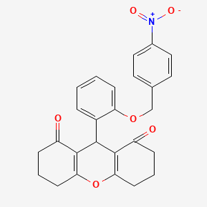 molecular formula C26H23NO6 B4924493 9-{2-[(4-nitrobenzyl)oxy]phenyl}-3,4,5,6,7,9-hexahydro-1H-xanthene-1,8(2H)-dione 