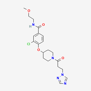 molecular formula C20H26ClN5O4 B4924496 3-chloro-N-(2-methoxyethyl)-4-({1-[3-(1H-1,2,4-triazol-1-yl)propanoyl]-4-piperidinyl}oxy)benzamide 