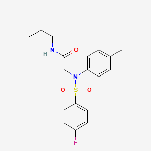 molecular formula C19H23FN2O3S B4924518 N~2~-[(4-fluorophenyl)sulfonyl]-N~1~-isobutyl-N~2~-(4-methylphenyl)glycinamide CAS No. 5731-35-1