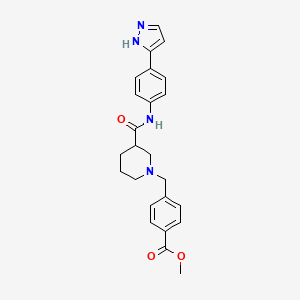 molecular formula C24H26N4O3 B4924524 methyl 4-{[3-({[4-(1H-pyrazol-5-yl)phenyl]amino}carbonyl)-1-piperidinyl]methyl}benzoate 