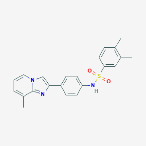 molecular formula C22H21N3O2S B492459 3,4-dimethyl-N-[4-(8-methylimidazo[1,2-a]pyridin-2-yl)phenyl]benzenesulfonamide CAS No. 691392-94-6