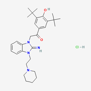 molecular formula C30H43ClN4O2 B4924628 1-(3,5-di-tert-butyl-4-hydroxyphenyl)-2-{2-imino-3-[2-(1-piperidinyl)ethyl]-2,3-dihydro-1H-benzimidazol-1-yl}ethanone hydrochloride 