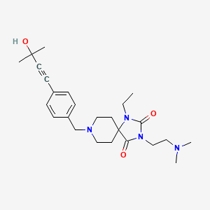 molecular formula C25H36N4O3 B4924630 3-[2-(dimethylamino)ethyl]-1-ethyl-8-[4-(3-hydroxy-3-methyl-1-butyn-1-yl)benzyl]-1,3,8-triazaspiro[4.5]decane-2,4-dione 
