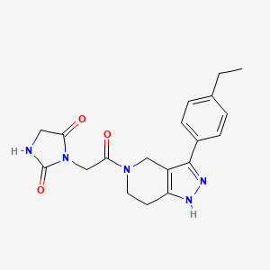 molecular formula C19H21N5O3 B4924686 3-{2-[3-(4-ethylphenyl)-1,4,6,7-tetrahydro-5H-pyrazolo[4,3-c]pyridin-5-yl]-2-oxoethyl}-2,4-imidazolidinedione 