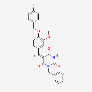 molecular formula C26H21FN2O5 B4924699 1-benzyl-5-{4-[(4-fluorobenzyl)oxy]-3-methoxybenzylidene}-2,4,6(1H,3H,5H)-pyrimidinetrione 