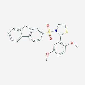 molecular formula C24H23NO4S2 B492471 2-(2,5-dimethoxyphenyl)-3-(9H-fluoren-2-ylsulfonyl)-1,3-thiazolidine 