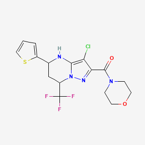 molecular formula C16H16ClF3N4O2S B4924725 3-chloro-2-(4-morpholinylcarbonyl)-5-(2-thienyl)-7-(trifluoromethyl)-4,5,6,7-tetrahydropyrazolo[1,5-a]pyrimidine 