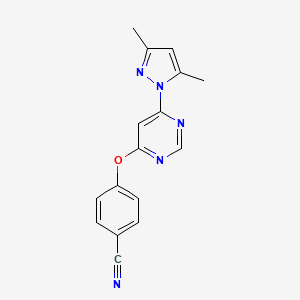 molecular formula C16H13N5O B4924735 4-{[6-(3,5-dimethyl-1H-pyrazol-1-yl)-4-pyrimidinyl]oxy}benzonitrile 