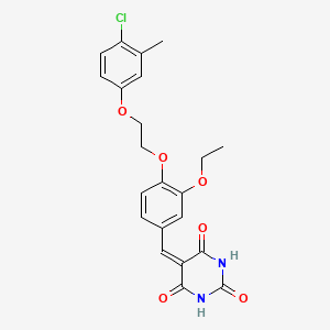 molecular formula C22H21ClN2O6 B4924736 5-{4-[2-(4-chloro-3-methylphenoxy)ethoxy]-3-ethoxybenzylidene}-2,4,6(1H,3H,5H)-pyrimidinetrione 