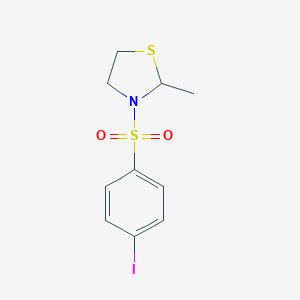 molecular formula C10H12INO2S2 B492474 3-((4-Iodophenyl)sulfonyl)-2-methylthiazolidine 