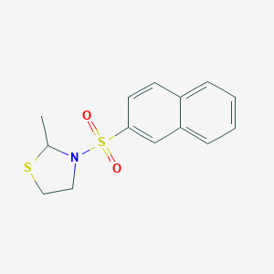 molecular formula C14H15NO2S2 B492475 2-Methyl-3-(2-naphthylsulfonyl)-1,3-thiazolidine 