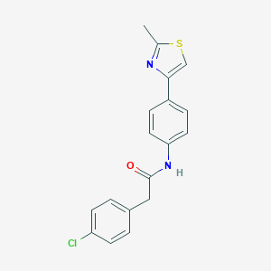 molecular formula C18H15ClN2OS B492476 2-(4-chlorophenyl)-N-[4-(2-methyl-1,3-thiazol-4-yl)phenyl]acetamide 