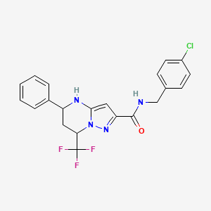 molecular formula C21H18ClF3N4O B4924762 N-(4-chlorobenzyl)-5-phenyl-7-(trifluoromethyl)-4,5,6,7-tetrahydropyrazolo[1,5-a]pyrimidine-2-carboxamide 