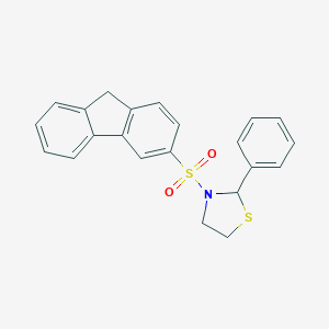 molecular formula C22H19NO2S2 B492477 3-(9H-fluoren-3-ylsulfonyl)-2-phenyl-1,3-thiazolidine 