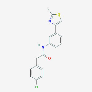 molecular formula C18H15ClN2OS B492478 2-(4-chlorophenyl)-N-[3-(2-methyl-1,3-thiazol-4-yl)phenyl]acetamide 