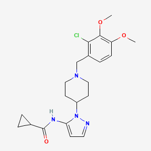 molecular formula C21H27ClN4O3 B4924796 N-{1-[1-(2-chloro-3,4-dimethoxybenzyl)-4-piperidinyl]-1H-pyrazol-5-yl}cyclopropanecarboxamide 