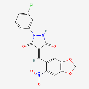 1-(3-chlorophenyl)-4-[(6-nitro-1,3-benzodioxol-5-yl)methylene]-3,5-pyrazolidinedione