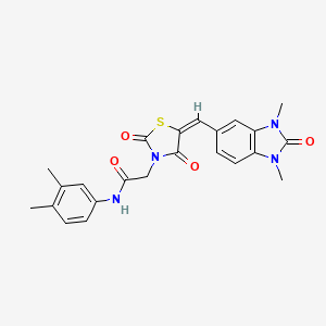 molecular formula C23H22N4O4S B4924813 2-{5-[(1,3-dimethyl-2-oxo-2,3-dihydro-1H-benzimidazol-5-yl)methylene]-2,4-dioxo-1,3-thiazolidin-3-yl}-N-(3,4-dimethylphenyl)acetamide 