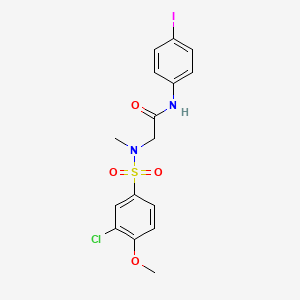 molecular formula C16H16ClIN2O4S B4924855 N~2~-[(3-chloro-4-methoxyphenyl)sulfonyl]-N~1~-(4-iodophenyl)-N~2~-methylglycinamide 