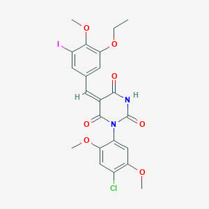 molecular formula C22H20ClIN2O7 B4924860 1-(4-chloro-2,5-dimethoxyphenyl)-5-(3-ethoxy-5-iodo-4-methoxybenzylidene)-2,4,6(1H,3H,5H)-pyrimidinetrione 