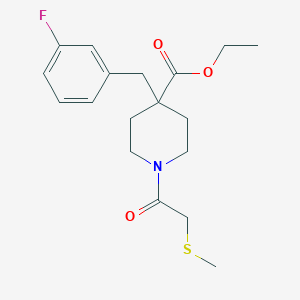 molecular formula C18H24FNO3S B4924898 ethyl 4-(3-fluorobenzyl)-1-[(methylthio)acetyl]-4-piperidinecarboxylate 