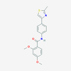 molecular formula C19H18N2O3S B492491 2,4-dimethoxy-N-[4-(2-methyl-1,3-thiazol-4-yl)phenyl]benzamide CAS No. 724740-52-7