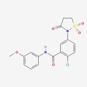 molecular formula C17H15ClN2O5S B4924944 2-chloro-5-(1,1-dioxido-3-oxo-2-isothiazolidinyl)-N-(3-methoxyphenyl)benzamide 
