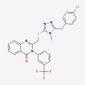 molecular formula C26H19ClF3N5OS B4924951 2-({[5-(4-chlorobenzyl)-4-methyl-4H-1,2,4-triazol-3-yl]thio}methyl)-3-[3-(trifluoromethyl)phenyl]-4(3H)-quinazolinone 