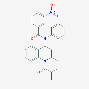 molecular formula C27H27N3O4 B4924976 N-(1-isobutyryl-2-methyl-1,2,3,4-tetrahydro-4-quinolinyl)-3-nitro-N-phenylbenzamide 