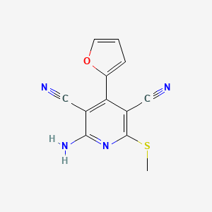 molecular formula C12H8N4OS B4924981 2-amino-4-(2-furyl)-6-(methylthio)-3,5-pyridinedicarbonitrile 